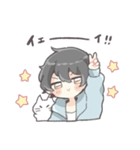 くせっ毛男の子とねこ（個別スタンプ：34）