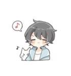 くせっ毛男の子とねこ（個別スタンプ：35）