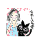 デカ目黒猫ちゃん＆オシャレ女子♡（個別スタンプ：17）