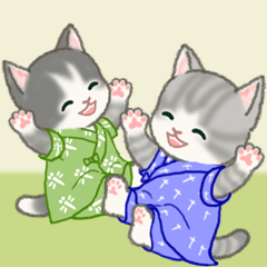 [LINEスタンプ] 甚平さん猫ちゃんズ