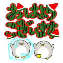 [LINEスタンプ] デカ文字つき果物♡ペンギン時々女の子の画像（メイン）
