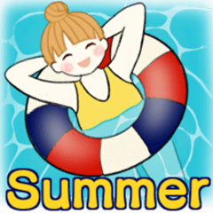 [LINEスタンプ] お団子ガール時々うさぴょんと 6☆夏の日常の画像（メイン）
