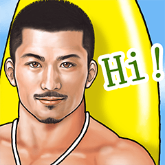 [LINEスタンプ] 筋肉ひげマッチョBIGスタンプ～英語～