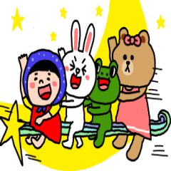 [LINEスタンプ] ほっかむり花ちゃん×BROWNandFRIENDS